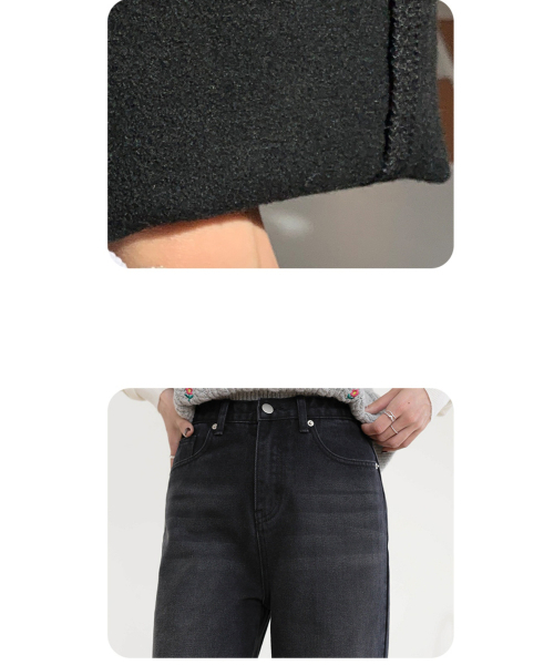 BBAEBBAE(ペッペ)の「起毛ブラックヴィンテージウォッシングストレートデニムパンツ(デニムパンツ・レディース・ブラック・SMALL/MEDIUM/LARGE/X-LARGE/2XL/3XL)」の6枚目の写真