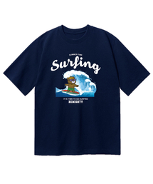 サーフィンベアオーバーフィット半袖Tシャツ[ネイビー]