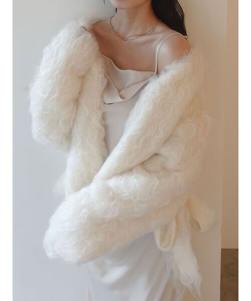 LAGUNAMOON(ラグナムーン)の「ファーライクニットカーデセットナローキャミワンピース(ワンピース・レディース・チャコールグレー/ベージュ・SMALL/MEDIUM)」の7枚目の写真