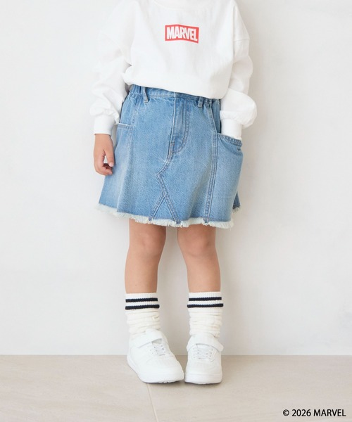 LOWRYS FARM(ローリーズファーム)の「サイドポケットデニムスカート 607548(デニムスカート・キッズ・ブルー/ワンウォッシュ/ブラック・110cm/120cm/130cm/140cm/150cm)」の3枚目の写真