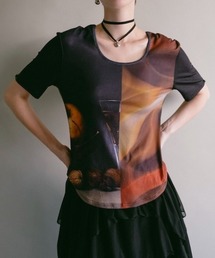 Velour Art Print Top/ベロアアートプリントトップス（Tシャツ