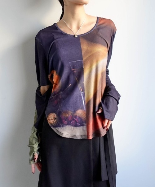 sahara（サハラ）の「2way Sleeve Art Print Top（Tシャツ/カットソー・レディース・その他3/その他2/その他1/その他4・FREE）」の2枚目の写真
