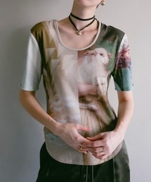 Velour Art Print Top/ベロアアートプリントトップス（Tシャツ