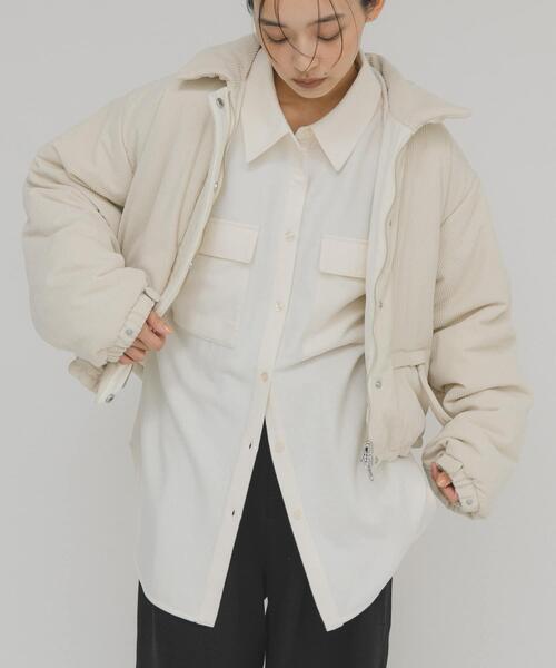 KBF（ケイビーエフ）の「ウールMIXルーズシャツ（シャツ/ブラウス・レディース・チャコールグレー/アイボリー/ブラウン系その他・ONE）」の2枚目の写真