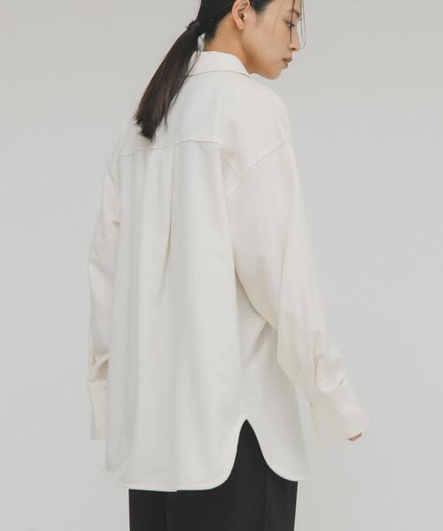 KBF（ケイビーエフ）の「ウールMIXルーズシャツ（シャツ/ブラウス・レディース・チャコールグレー/アイボリー/ブラウン系その他・ONE）」の14枚目の写真