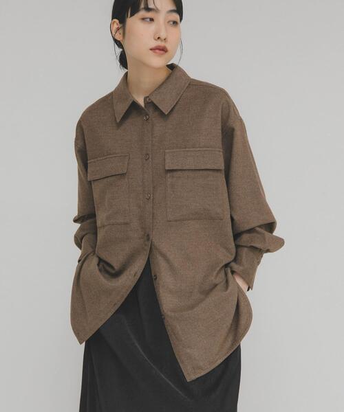 KBF（ケイビーエフ）の「ウールMIXルーズシャツ（シャツ/ブラウス・レディース・チャコールグレー/アイボリー/ブラウン系その他・ONE）」の19枚目の写真