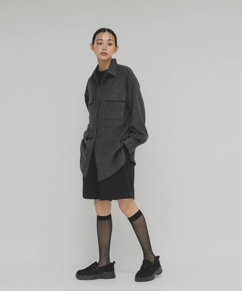 KBF（ケイビーエフ）の「ウールMIXルーズシャツ（シャツ/ブラウス・レディース・チャコールグレー/アイボリー/ブラウン系その他・ONE）」の5枚目の写真