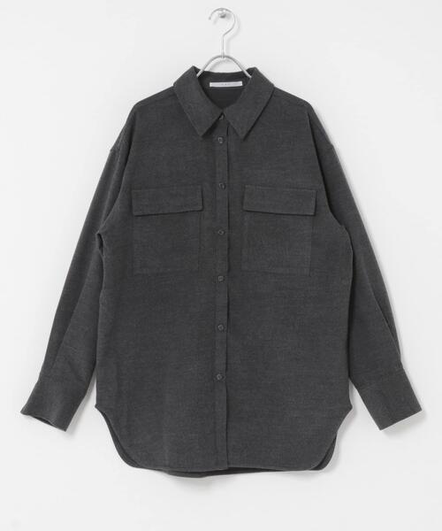 KBF（ケイビーエフ）の「ウールMIXルーズシャツ（シャツ/ブラウス・レディース・チャコールグレー/アイボリー/ブラウン系その他・ONE）」の7枚目の写真