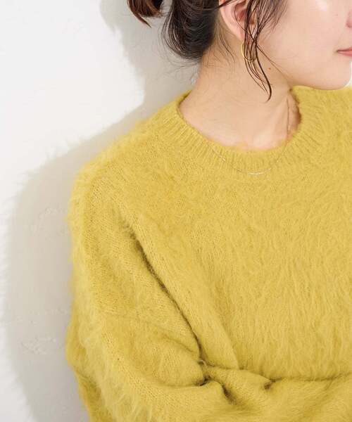 JOURNAL STANDARD（ジャーナルスタンダード）の「《WEB限定追加2》シャギークルーネックプルオーバー（ニット/セーター・レディース・ブラック/ピンク/チャコールグレー/ライトグレー/レッド/ネイビー/イエロー・FREE）」の6枚目の写真
