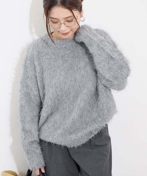 JOURNAL STANDARD（ジャーナルスタンダード）の「《WEB限定追加2》シャギークルーネックプルオーバー（ニット/セーター・レディース・ブラック/ピンク/チャコールグレー/ライトグレー/レッド/ネイビー/イエロー・FREE）」の4枚目の写真