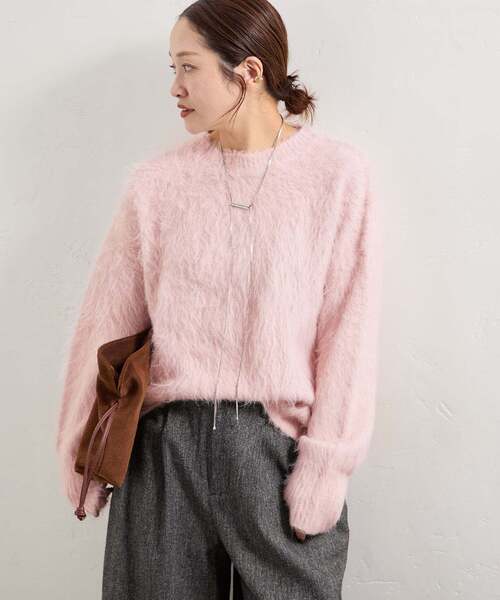 JOURNAL STANDARD（ジャーナルスタンダード）の「《WEB限定追加2》シャギークルーネックプルオーバー（ニット/セーター・レディース・ブラック/ピンク/チャコールグレー/ライトグレー/レッド/ネイビー/イエロー・FREE）」の9枚目の写真