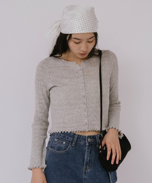 duei(デュイ)の「アイレットコンパクトカーディガン(カーディガン/ボレロ・レディース・アイボリー/ブラック/グレー/ピンク・FREE)」の1枚目の写真