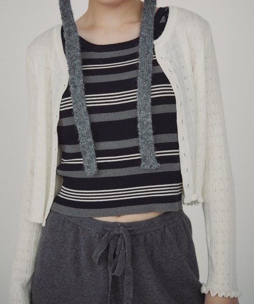 duei(デュイ)の「アイレットコンパクトカーディガン(カーディガン/ボレロ・レディース・アイボリー/ブラック/グレー/ピンク・FREE)」の20枚目の写真