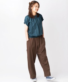 麻レーヨンフレンチスリーブブラウス