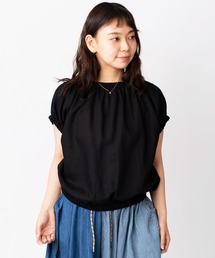 gym master | 【涼】麻レーヨンフレンチスリーブブラウス(Tシャツ/カットソー)