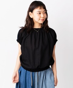 麻レーヨンフレンチスリーブブラウス