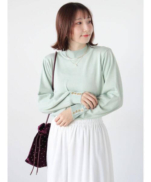 Te chichi TERRASSE（テチチテラス）の「袖口金釦ハイネックニット（ニット/セーター・レディース・オフホワイト/イエロー/ミント/チャコールグレー・F）」の12枚目の写真