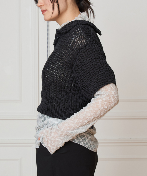 IENA LA BOUCLE(イエナラブークル)の「MAYDI/マイディ slip stitch back loop ポロニット EFLEJA(ニット/セーター・レディース・ブラック・FREE)」の2枚目の写真