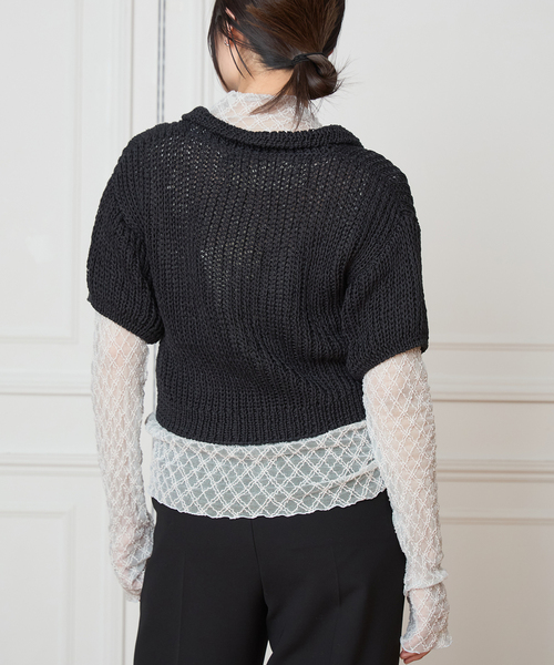 IENA LA BOUCLE(イエナラブークル)の「MAYDI/マイディ slip stitch back loop ポロニット EFLEJA(ニット/セーター・レディース・ブラック・FREE)」の3枚目の写真
