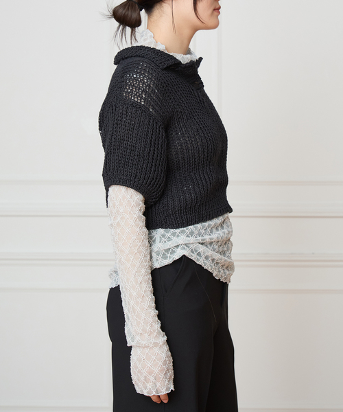 IENA LA BOUCLE(イエナラブークル)の「MAYDI/マイディ slip stitch back loop ポロニット EFLEJA(ニット/セーター・レディース・ブラック・FREE)」の4枚目の写真