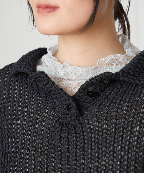 IENA LA BOUCLE(イエナラブークル)の「MAYDI/マイディ slip stitch back loop ポロニット EFLEJA(ニット/セーター・レディース・ブラック・FREE)」の5枚目の写真