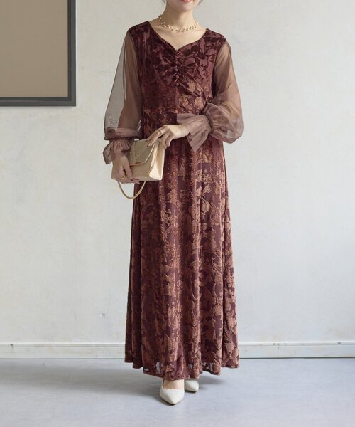 Thevon（ゼボン）の「袖シアーオパールレースワンピース（ワンピース・レディース・ブラック/ブラウン・M）」の21枚目の写真
