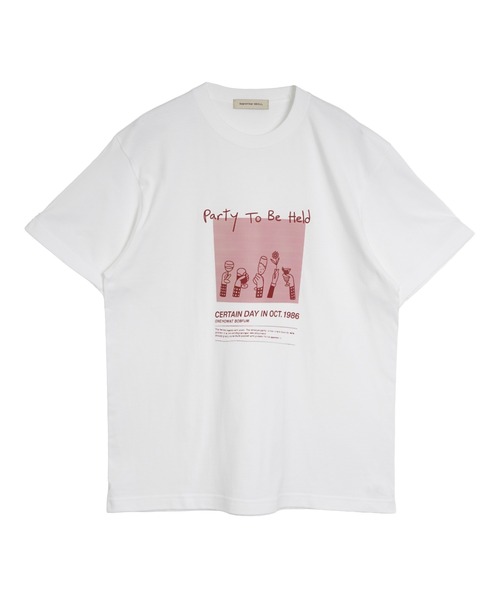 September SEOUL（セプテンバーソウル）の「パーティーシグラフィックプリントTシャツ（Tシャツ/カットソー・レディース・ホワイト/アッシュ・FREE）」の3枚目の写真