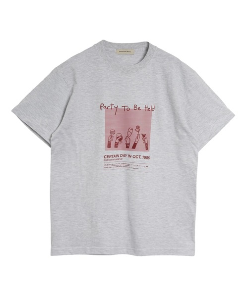 September SEOUL（セプテンバーソウル）の「パーティーシグラフィックプリントTシャツ（Tシャツ/カットソー・レディース・ホワイト/アッシュ・FREE）」の4枚目の写真