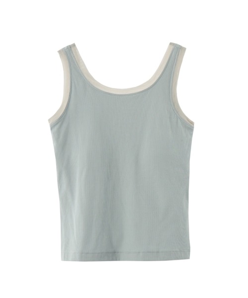 idem(イデム)の「【カップ付き】bi-color sheer cup in tank top / 配色シアータンクトップ(タンクトップ・レディース・ライトブルー/ベージュ・FREE)」の8枚目の写真