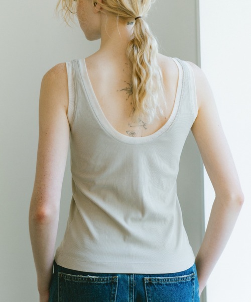 idem(イデム)の「【カップ付き】bi-color sheer cup in tank top / 配色シアータンクトップ(タンクトップ・レディース・ライトブルー/ベージュ・FREE)」の18枚目の写真