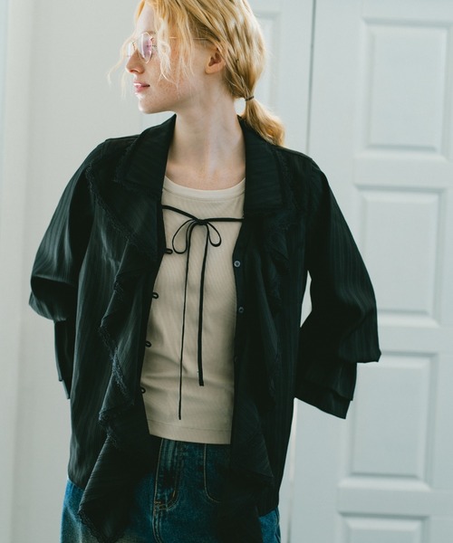 idem(イデム)の「【カップ付き】bi-color sheer cup in tank top / 配色シアータンクトップ(タンクトップ・レディース・ライトブルー/ベージュ・FREE)」の22枚目の写真