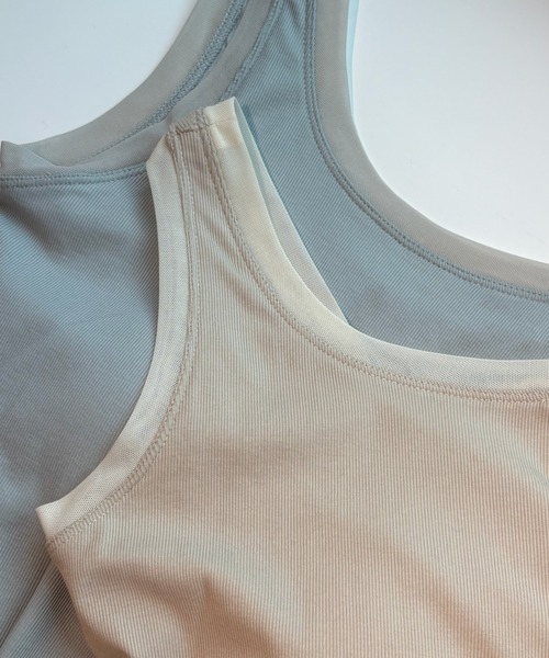 idem(イデム)の「【カップ付き】bi-color sheer cup in tank top / 配色シアータンクトップ(タンクトップ・レディース・ライトブルー/ベージュ・FREE)」の4枚目の写真