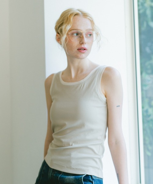 idem(イデム)の「【カップ付き】bi-color sheer cup in tank top / 配色シアータンクトップ(タンクトップ・レディース・ライトブルー/ベージュ・FREE)」の20枚目の写真
