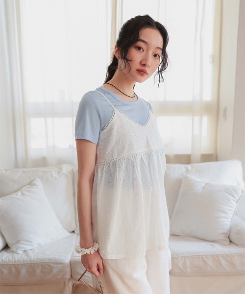 miette（ミエット）の「コットンレースフリルキャミソール（キャミソール・レディース・ブラック/ホワイト・L/M/S）」の13枚目の写真