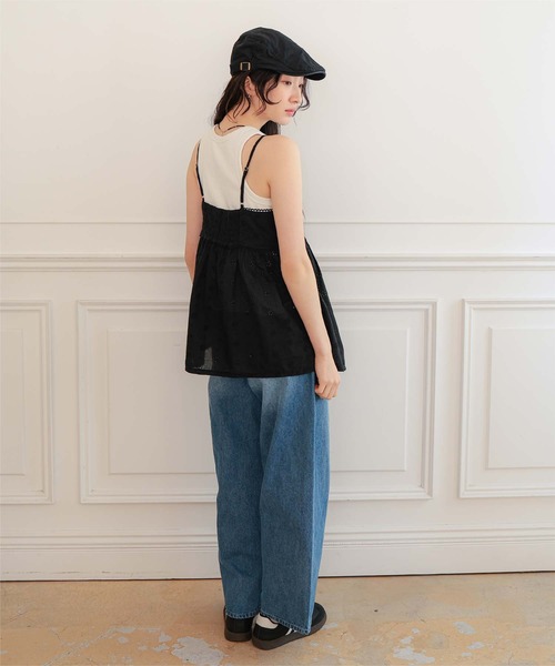 miette（ミエット）の「コットンレースフリルキャミソール（キャミソール・レディース・ブラック/ホワイト・L/M/S）」の5枚目の写真