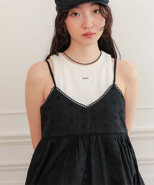 miette（ミエット）の「コットンレースフリルキャミソール（キャミソール・レディース・ブラック/ホワイト・L/M/S）」の6枚目の写真