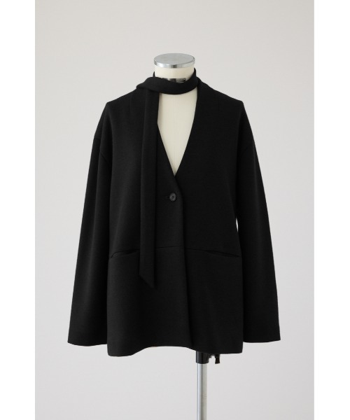 RIM.ARK（リムアーク）の「Double face tie jacket ダブル フェイス タイ ジャケット（ノーカラージャケット・レディース・グレー/ダークブラウン/ブラック・36/38）」の2枚目の写真
