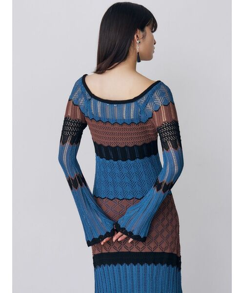 MURUA(ムルーア)の「バイカラークロシェニットワンピース(ワンピース・レディース・ホワイト/ブラック/ブルー・FREE)」の15枚目の写真