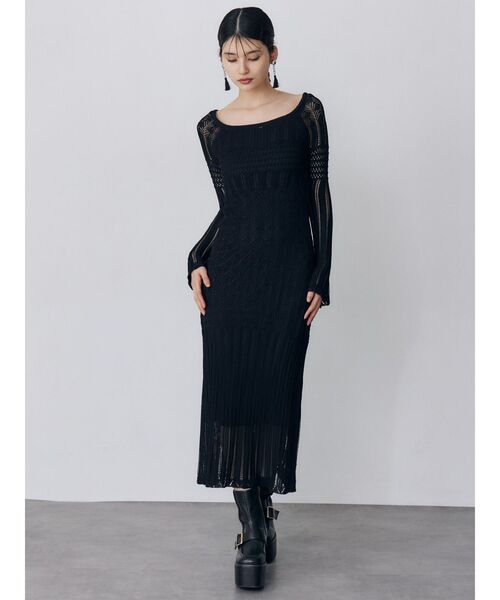 MURUA(ムルーア)の「バイカラークロシェニットワンピース(ワンピース・レディース・ホワイト/ブラック/ブルー・FREE)」の17枚目の写真