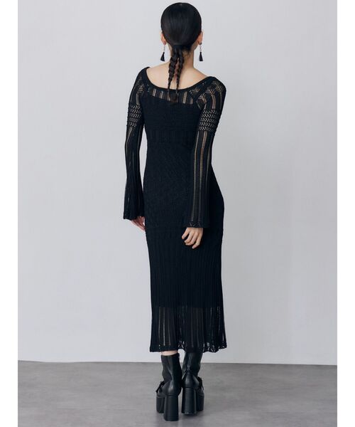 MURUA(ムルーア)の「バイカラークロシェニットワンピース(ワンピース・レディース・ホワイト/ブラック/ブルー・FREE)」の18枚目の写真