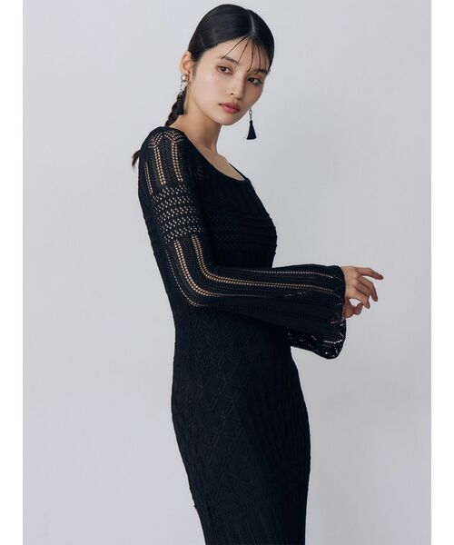 MURUA(ムルーア)の「バイカラークロシェニットワンピース(ワンピース・レディース・ホワイト/ブラック/ブルー・FREE)」の21枚目の写真