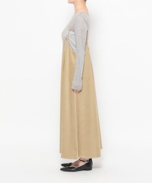 mysty woman（ミスティウーマン）の「フェイクスエードジャンスカ 658148（ワンピース・レディース・ブラック/キャメル/ベージュ・FREE）」の5枚目の写真