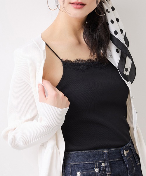 VIS(ビス)の「レーステレコキャミソール(キャミソール・レディース・ライトグレー/オフホワイト/ブラック・FREE)」の7枚目の写真