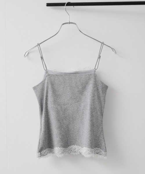 VIS(ビス)の「レーステレコキャミソール(キャミソール・レディース・ライトグレー/オフホワイト/ブラック・FREE)」の6枚目の写真