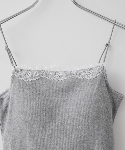 VIS(ビス)の「レーステレコキャミソール(キャミソール・レディース・ライトグレー/オフホワイト/ブラック・FREE)」の9枚目の写真
