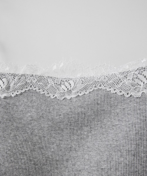 VIS(ビス)の「レーステレコキャミソール(キャミソール・レディース・ライトグレー/オフホワイト/ブラック・FREE)」の11枚目の写真