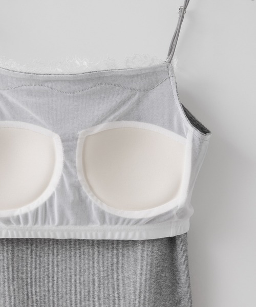 VIS(ビス)の「レーステレコキャミソール(キャミソール・レディース・ライトグレー/オフホワイト/ブラック・FREE)」の14枚目の写真