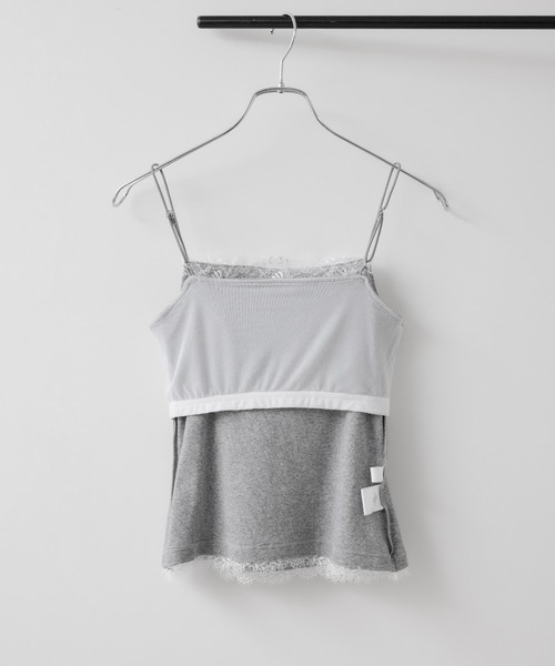 VIS(ビス)の「レーステレコキャミソール(キャミソール・レディース・ライトグレー/オフホワイト/ブラック・FREE)」の15枚目の写真