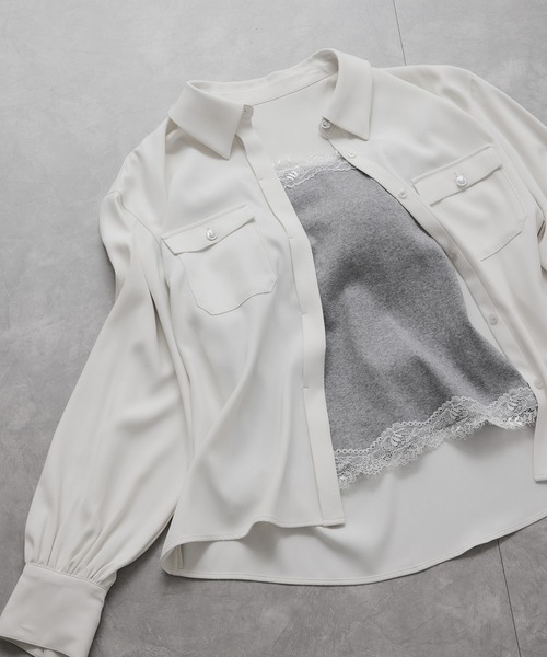 VIS(ビス)の「レーステレコキャミソール(キャミソール・レディース・ライトグレー/オフホワイト/ブラック・FREE)」の5枚目の写真