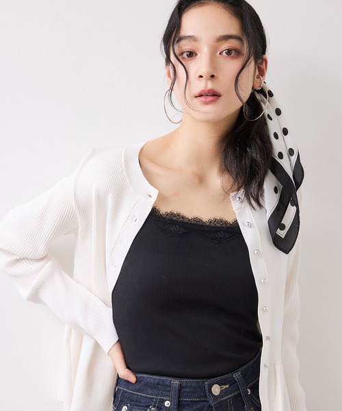 VIS(ビス)の「レーステレコキャミソール(キャミソール・レディース・ライトグレー/オフホワイト/ブラック・FREE)」の20枚目の写真